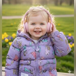 Disney Bundle: Princess Puffer Jacket + Minie Mouse Storyphones Headphone  New